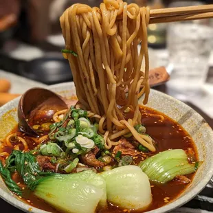Spicy beef noodle bowl