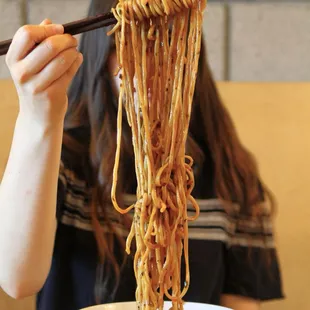 Dandan noodle with handpulled noodles.