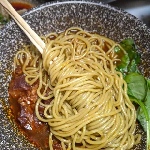 Spinach noodles available