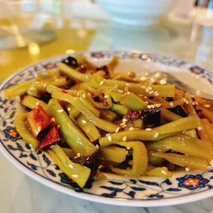a plate of stir fried vegetables