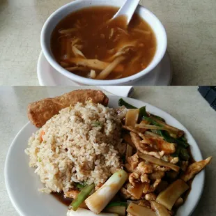 Lunch special,  hot n sour soup, Mongolian Chicken $6.77 after tax.