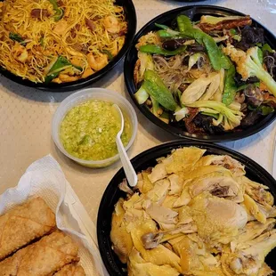 a variety of dishes on a table