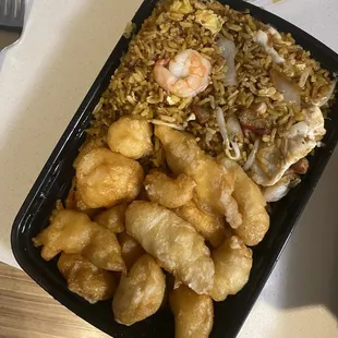 a tray of food