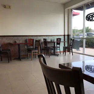 Two 4-seat tables on each side