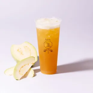 Guava Green Tea.
Guava Syrup with Premium Green Tea.