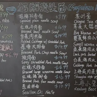 Chalkboard menu