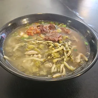 Pickled Cabbage with Shredded Pork Noodle Soup