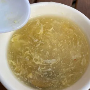 Egg drop soup . Silky and light .