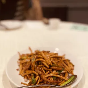 a plate of fried noodles