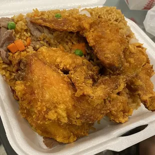 S2. Chicken Wings with Garlic Sauce and with 28. Beef Fried Rice