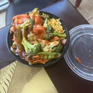 Shrimp in garlic sauce.