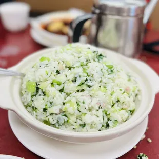 a bowl of rice and vegetables
