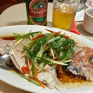 Steamed fish, nicely seasoned.