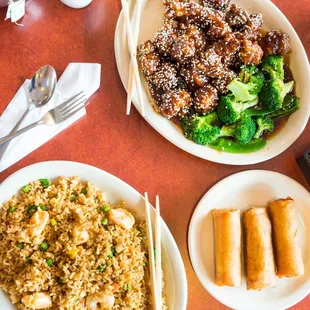 two plates of food on a table