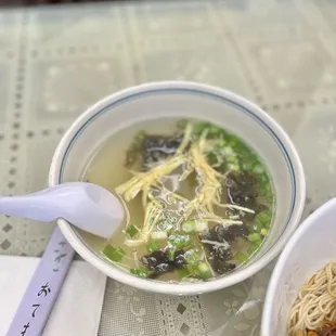 plain soup complemetry with dry noodle
