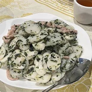 雪菜肉丝炒年糕 Rice Cake with Green Mustard