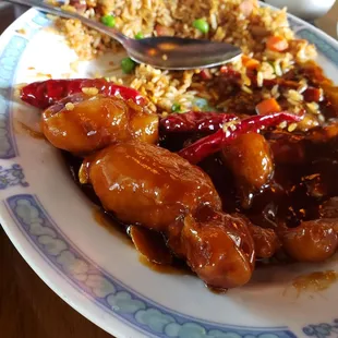 orange chicken (the peppers are not spicy)