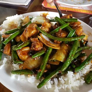green bean chicken (lunch special on rice -you can upgrade for fried rice or chow mein)