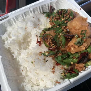 A good photo of a not so stellar plate of salt and pepper shrimp.