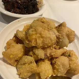 Fried Pumpkin Coated with Salted Egg Yolk