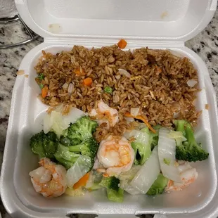 Shrimp with mixed vegetables. This was decent. Not worth coming back for but not disgusting.
