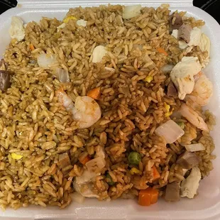 House fried rice meat mad no flavor. It was like they cooked it separate and didn&apos;t bother to season it.
