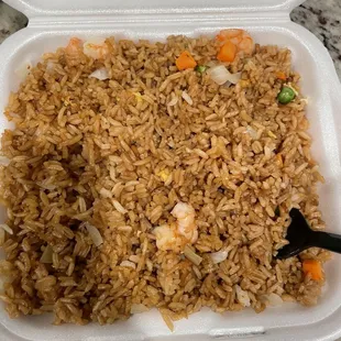 Shrimp fried rice - the shrimp were mushy. Not good.