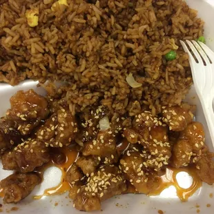 Sesame seed chicken special combination plate! BEST CHINESE PLACE IN DESOTO COUNTY!!