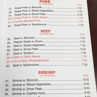 menu