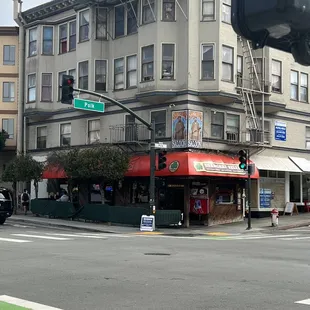 a street corner in the city