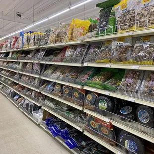 shelves of various foods