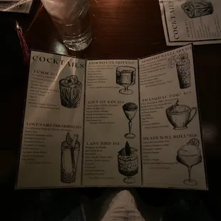 Cocktail menu.