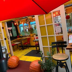 Outdoor seating with heaters!