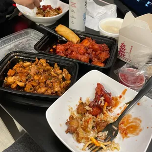 a table full of food and drinks