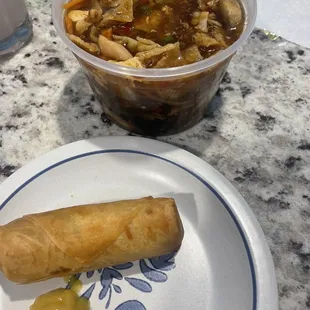 Hot and sour soup- egg roll