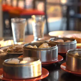 a table with a variety of food items