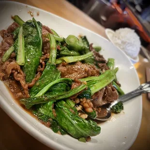 Sauteed Lamb with Chinese Greens in Satay Sauce‍