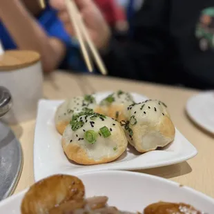 Shen jian bao (pan fried bao) get it.