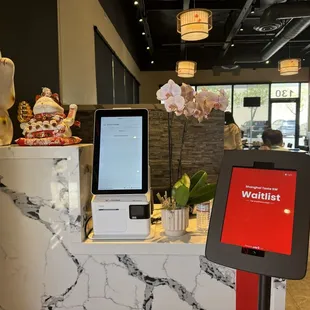 The hostess stand/check in area