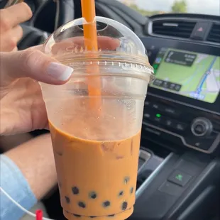 Thai iced tea bubble tea