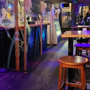 the interior of a bar
