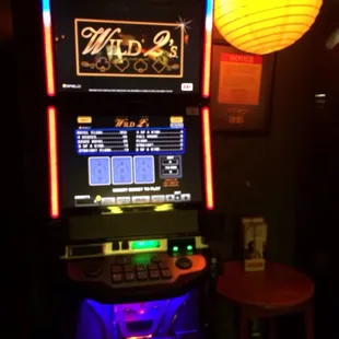 a slot machine lit up at night