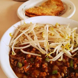 ChaChang Mein and Green Onion Pancake