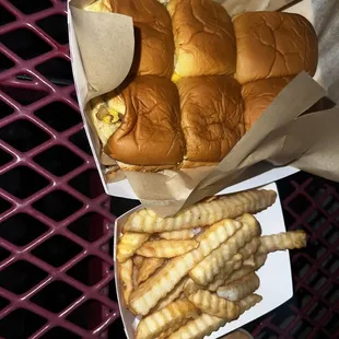 Sliders and fries