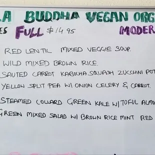 Daily menu.