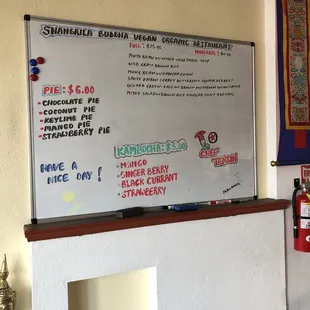 Another menu during one visit