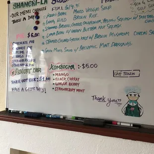 Menu with illegible lunch pricing