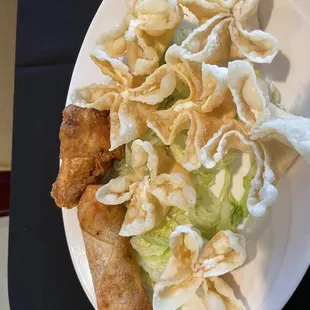 Crab Rangoons , Chicken Egg Roll and chicken wing