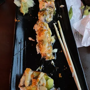 from top to bottom: dad roll, mom roll, dragon roll