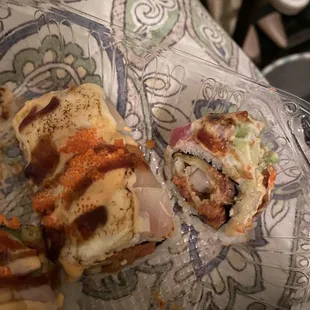 Mom roll. This roll had great reviews online but the fish was chewy and there was not much flavor.